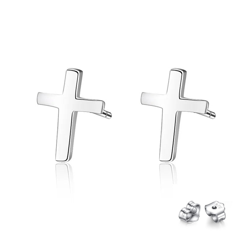 Cross earrings (including silver earplugs)